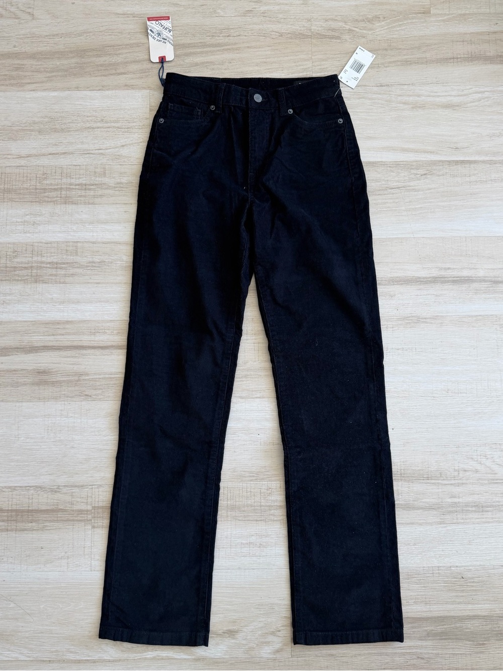Black Corduroy Mid-Rise Straight jeans